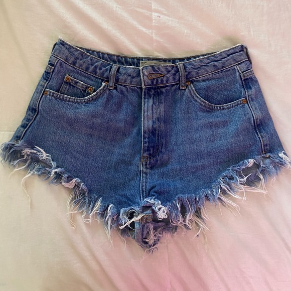 TopShop High Rise Cut Off Jean Shorts - Picture 2 of 5
